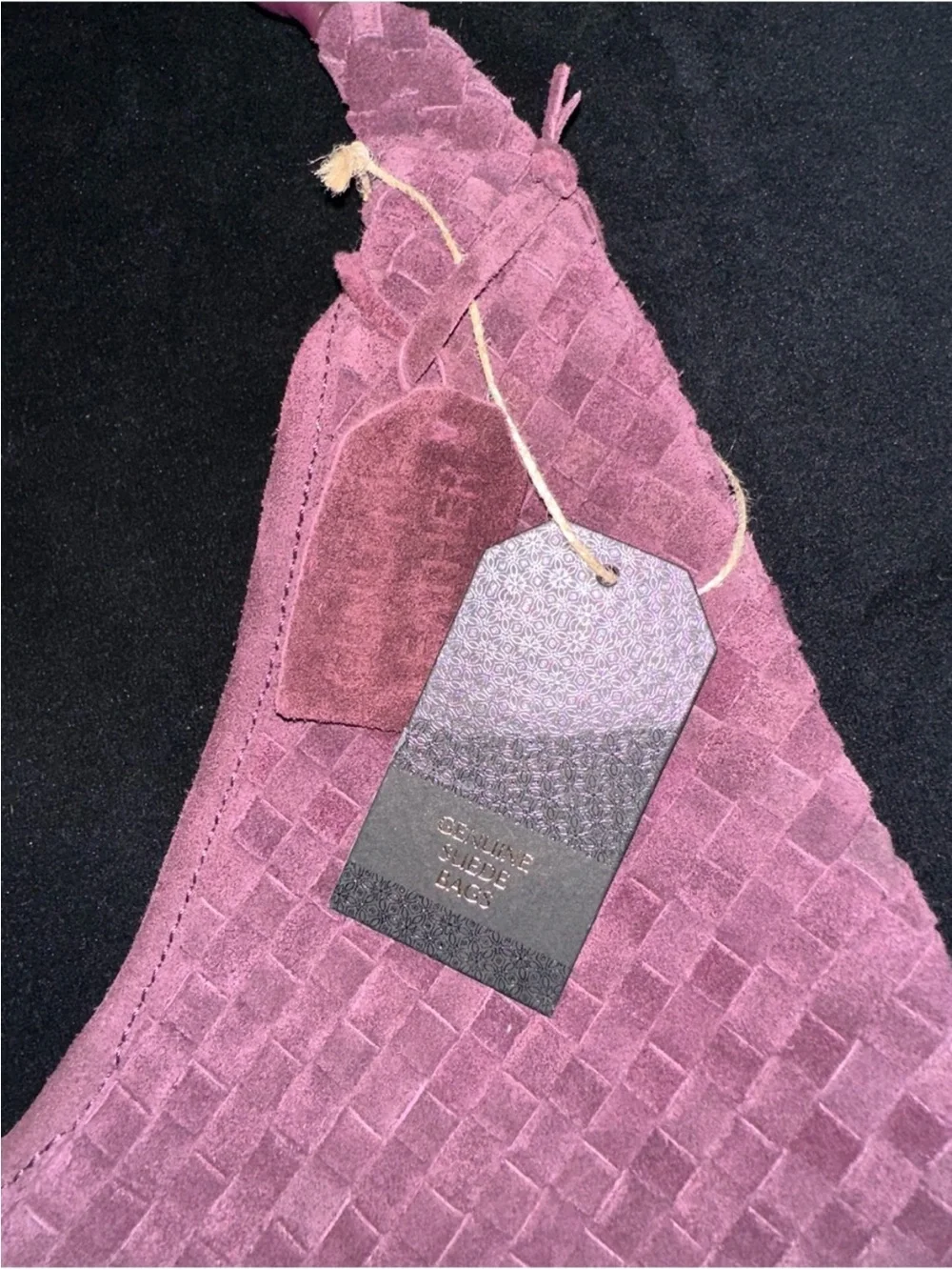 Woven suede hobo bag
